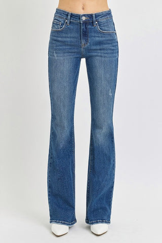 Risen Tummy Control Mid Rise Flare Jeans