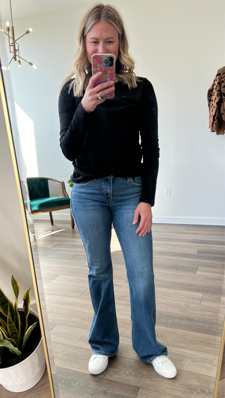 Risen Tummy Control Mid Rise Flare Jeans