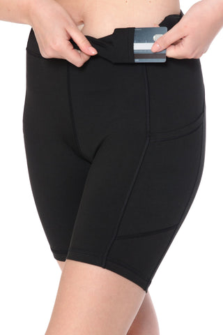 Active Black Biker Shorts with Pockets