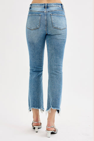 Risen High Rise Crop Straight Slim Jeans