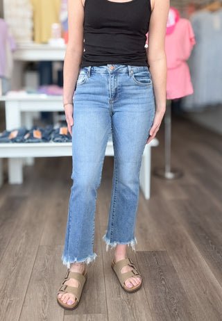 Risen High Rise Crop Straight Slim Jeans