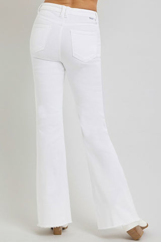 Risen Tummy Control High Rise Flare White Jeans1