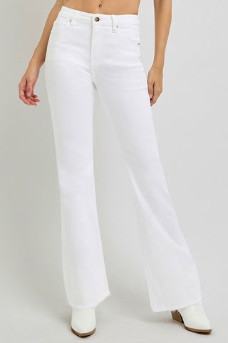 Risen Tummy Control High Rise Flare White Jeans2