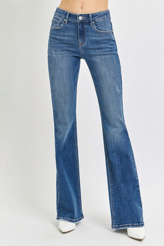 Risen Tummy Control Mid Rise Flare Jeans