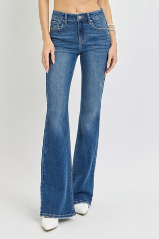 Risen Tummy Control Mid Rise Flare Jeans