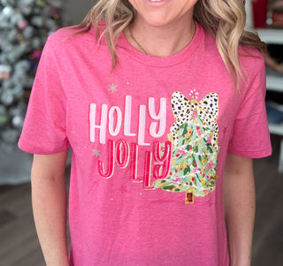 Holly Jolly Pink Graphic Tee