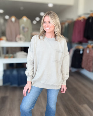 Best Days Acid Washed Front Pocket Pullover Plus