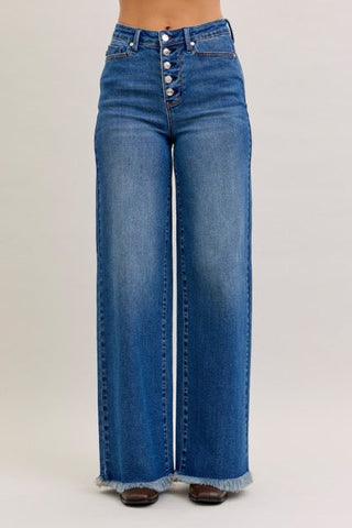 Judy Blue Karla High Waist Column Straight Button-Fly Jeans