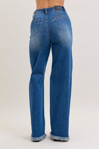Judy Blue Karla High Waist Column Straight Button-Fly Jeans