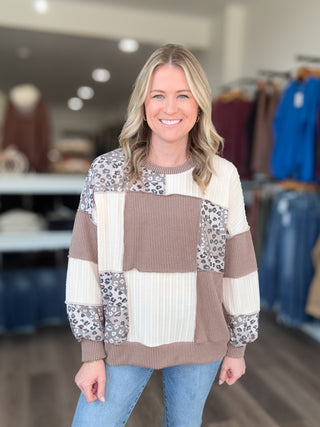 Cable Knit Leopard Long Sleeved Top