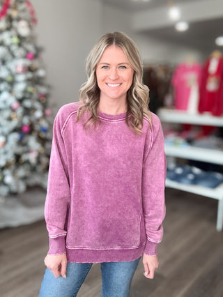 Maci Acid Washed Long Sleeved Pullover
