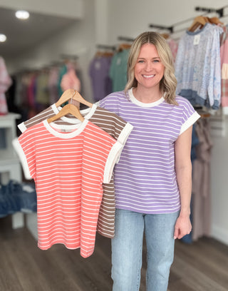 Striped Rolled Short Sleeve Tee