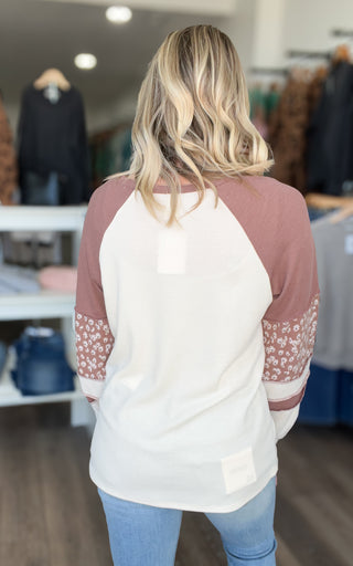 Julie Long Sleeve Floral Color Block Top