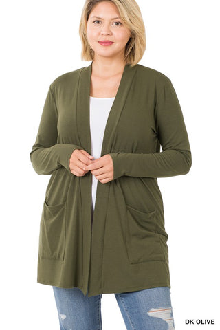 Plus Ellie Cardigan in Dark Olive