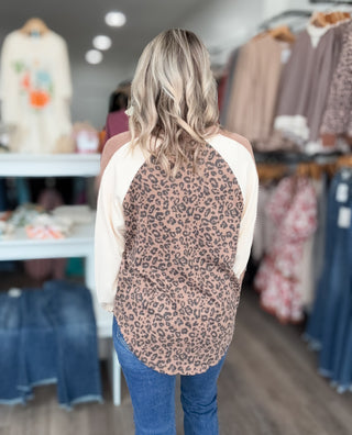Love it Leopard V Neck Ribbed Long Sleeved Top