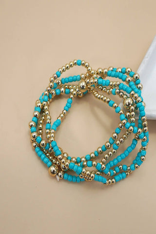 Multi Layer Ball Chain Beaded Bracelet Set