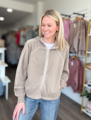 Off Duty Mineral Washed Zip Up Hoodie