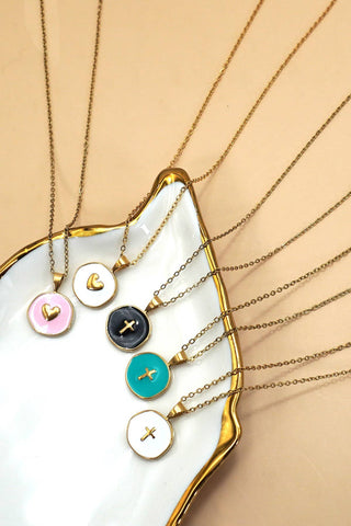 Tarnish Free Round Disc Cross Necklace