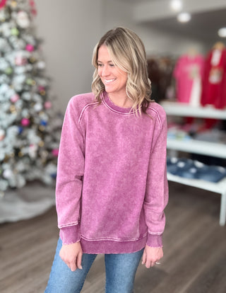 Maci Acid Washed Long Sleeved Pullover