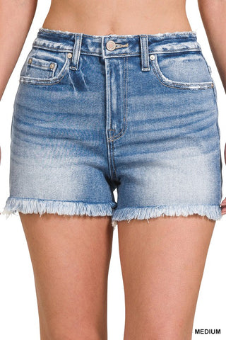 Clara Mid Rise Frayed Hem Denim Shorts