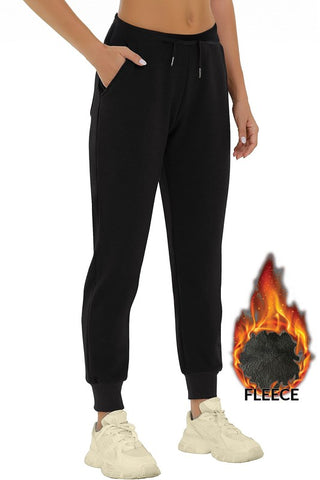 Fleece Lined Jogger Sweatpants in Black