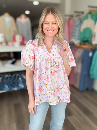 Lilac & Pink Floral Blouse