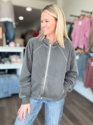 Off Duty Mineral Washed Zip Up Hoodie