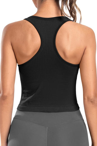 Athletic Ribbed Tank with Built In Bra