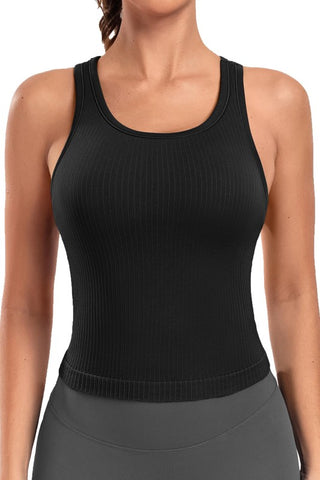 Athletic Ribbed Tank with Built In Bra