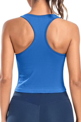 Athletic Ribbed Tank with Built In Bra