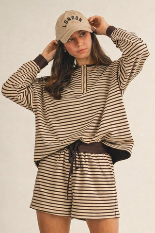Slow Mornings Striped Matching Shorts Set