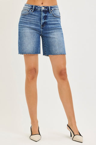 Risen Tummy Control Mid Length Denim Shorts