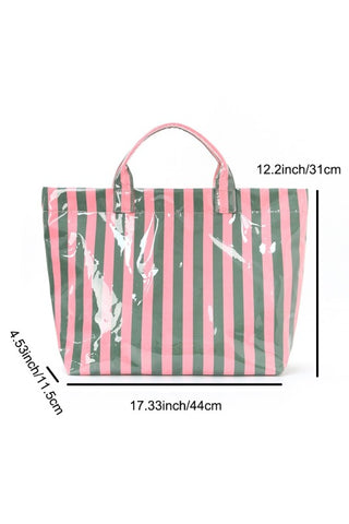 Water Resistant Striped Tote Bag