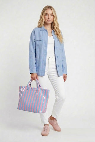 Water Resistant Striped Tote Bag
