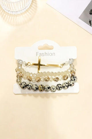 Grace & Gold Cross Beaded Bracelet Stack