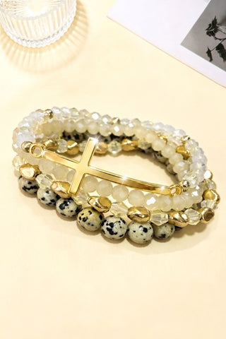 Grace & Gold Cross Beaded Bracelet Stack