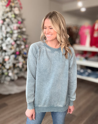 Maci Acid Washed Long Sleeved Pullover