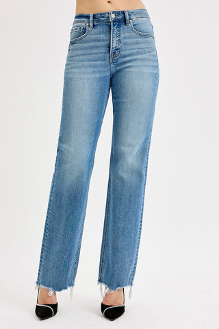 Risen Tummy Control High Rise Wide Leg Jeans