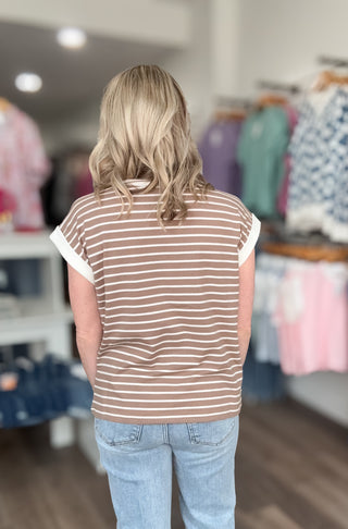 Striped Rolled Short Sleeve Tee