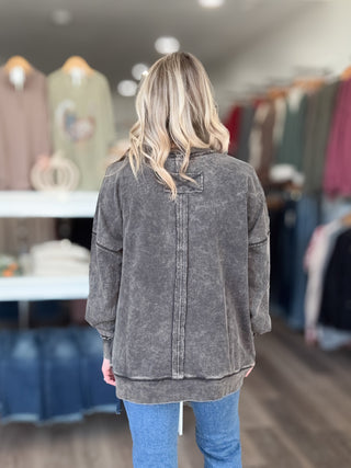 Best Days Acid Washed Front Pocket Pullover Plus