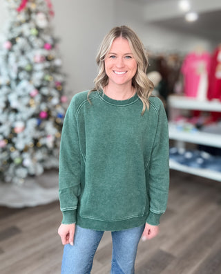 Maci Acid Washed Long Sleeved Pullover Plus