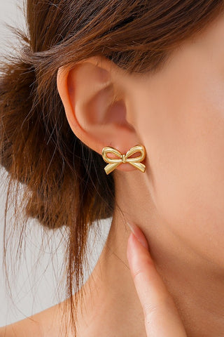 18K Stainless Steel Bow Stud Earrings