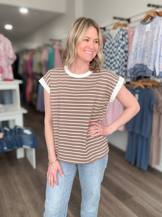 Striped Rolled Short Sleeve Tee