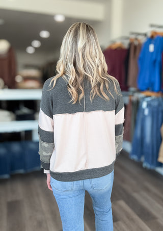 Soft Taupe & Camo Long Sleeved Top
