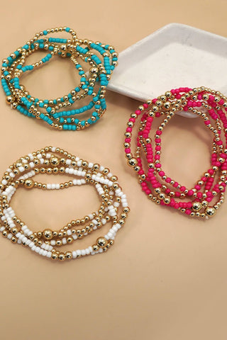 Multi Layer Ball Chain Beaded Bracelet Set