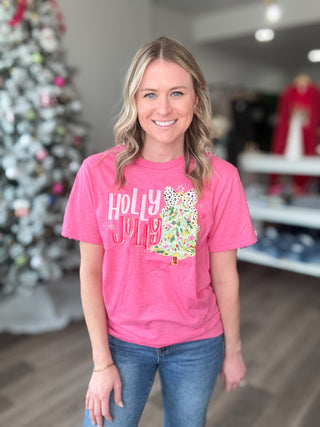 Holly Jolly Pink Graphic Tee