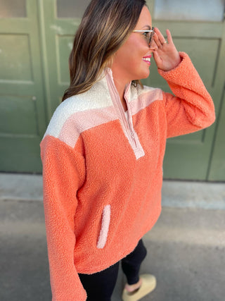 PREORDER: Half Zip Fleece Pullover in Sherbet