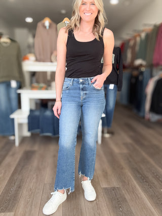 Audrey High Rise Raw Hem Jeans