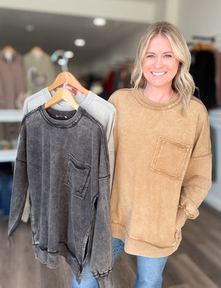 Best Days Acid Washed Front Pocket Pullover