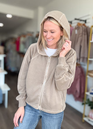 Off Duty Mineral Washed Zip Up Hoodie